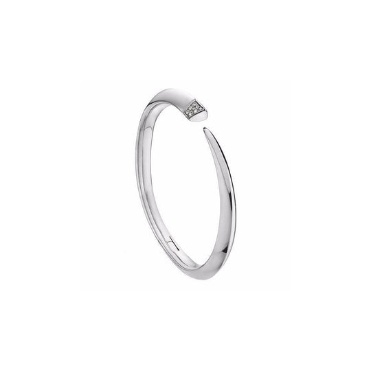 Diamond Tusk Bangle - Silver - SA024.SSWHBZM