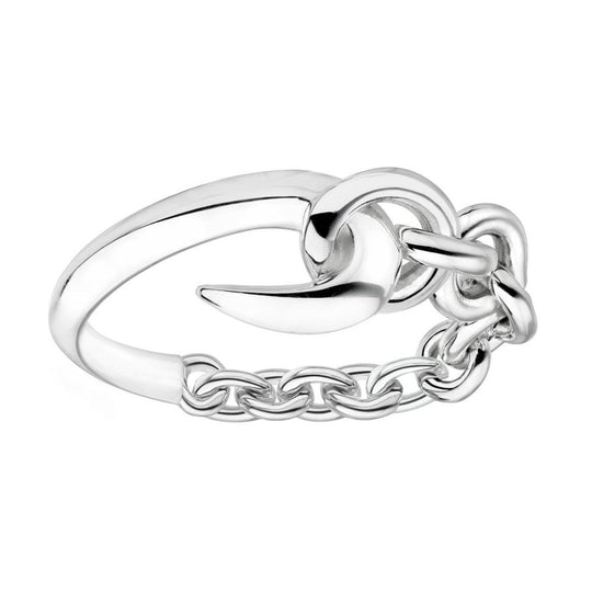 Hook Chain Ring, Size M - Silver - HT020.SSNARZM