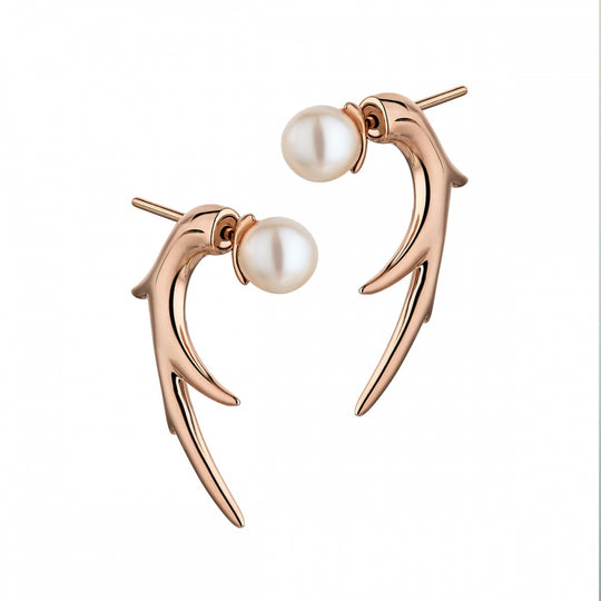 Hooked Pearl Talon Earrings - Rose Gold - CB040.RVNAEOS