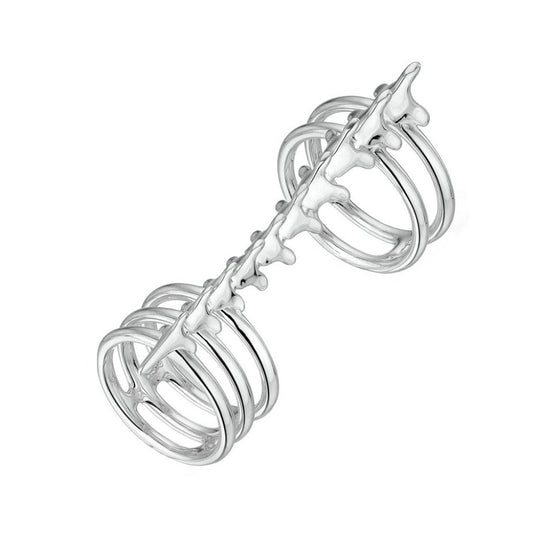 Serpent Trace Long Finger Ring - Silver - Size P - ST033.SSNARZP