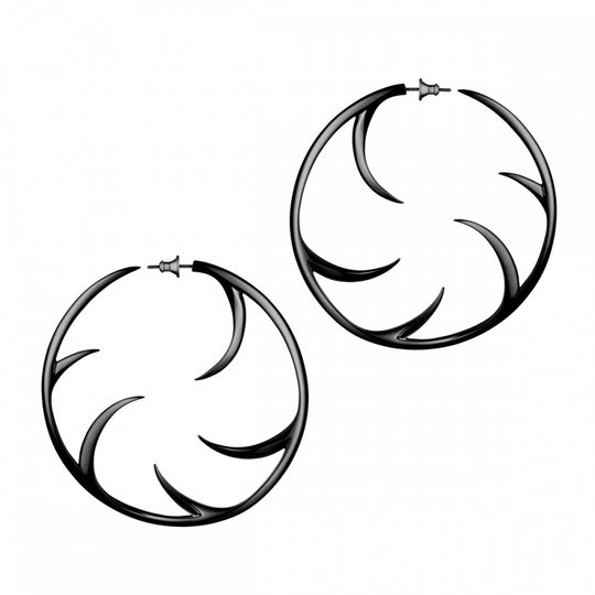 Statement Cat Claw Hoop Earrings - Black Rhodium - SA057.BRNAEOS