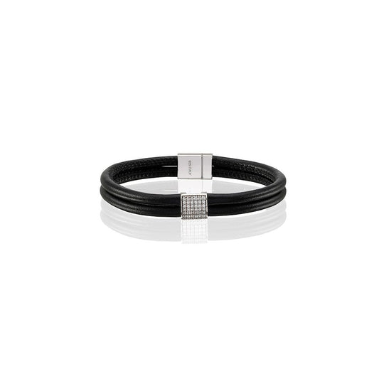 Modena Quadrato Bracelet - Black ~ SJ-BR2899W-BL/C