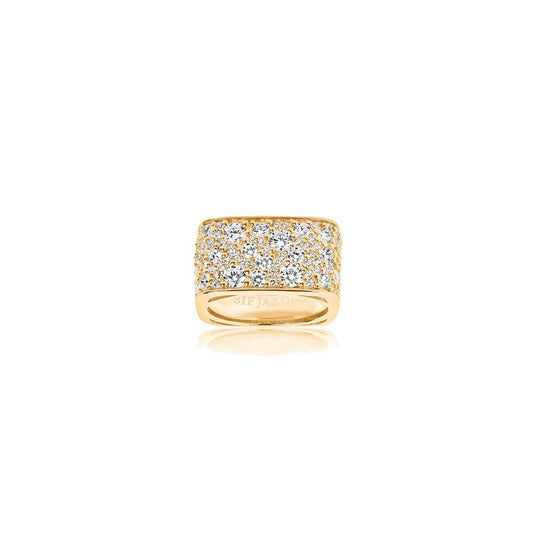 Novara Quadrato Ring - Size 54 - Gold ~ SJ-R1060-CZ(YG)/54