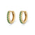 Green Stone Huggie Hoop Earrings - Gold - SPESGS185