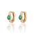 Green Teardrop Huggie Hoop Earrings - Gold - SPG-289