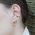 Green Teardrop Huggie Hoop Earrings - Gold - SPG-289