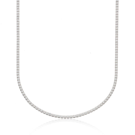 Slim Tennis Chain Necklace - Silver - SPS-17