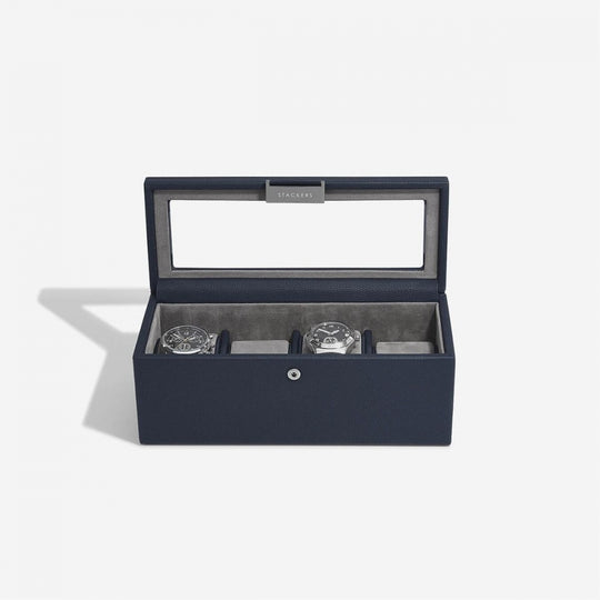 Four Piece Watch Box - Navy Blue - 76064