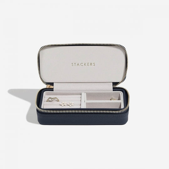 Medium Jewellery Box, Zipped - Pebble Navy - 76145