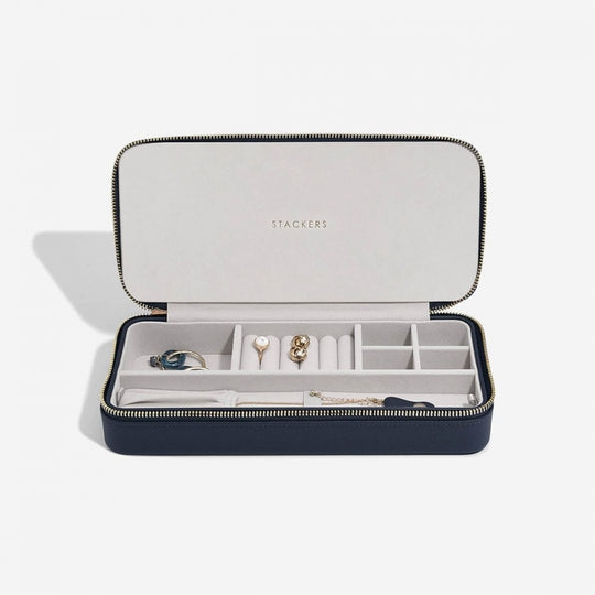 Sleek Necklace Jewellery Box, Zipped - Pebble Navy - 76147