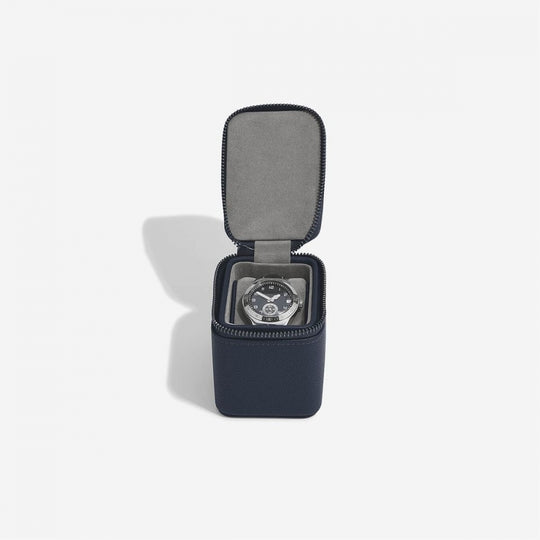 Small Zipped Watch Box - Navy Blue - 75958