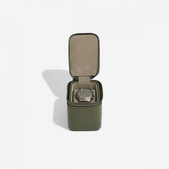 Small Zipped Watch Box - Olive Green - 75961