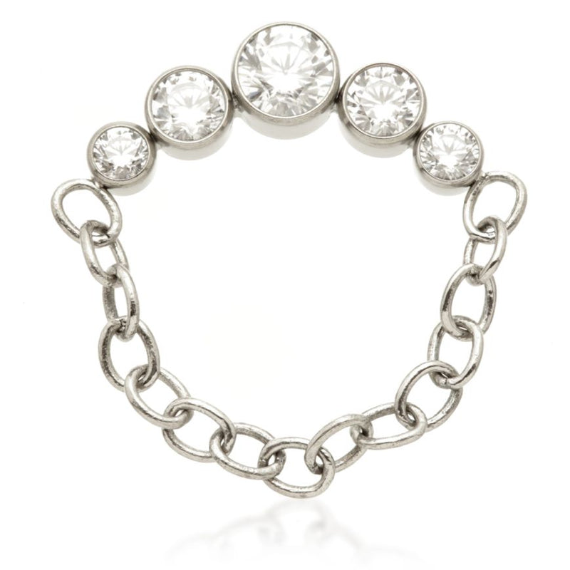 Titanium Internal Bezel Gem Crescent With Chain - QCHAIN2-HP
