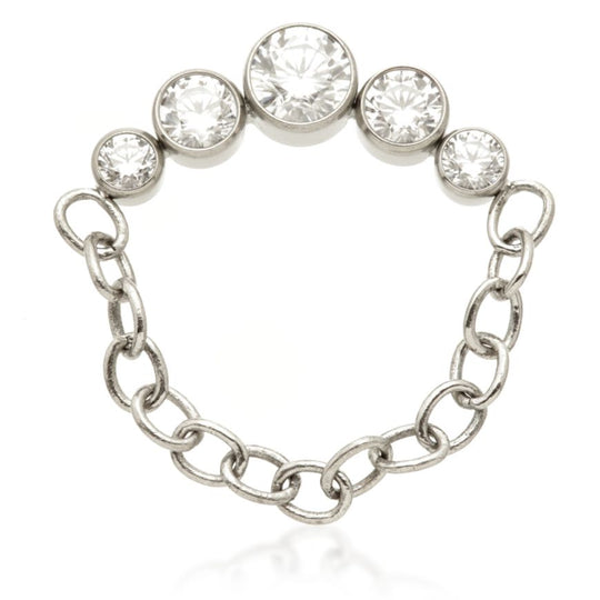 Titanium Internal Bezel Gem Crescent With Chain - QCHAIN2-HP