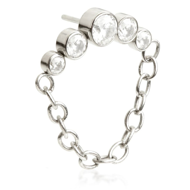 Gemstone Crescent Earring with Chain - POPCHAIN2-HP