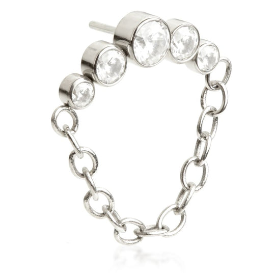 Gemstone Crescent Earring with Chain - POPCHAIN2-HP