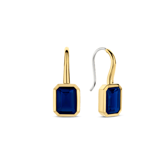 Blue Stone Drop Earrings - Gold - 7892BY