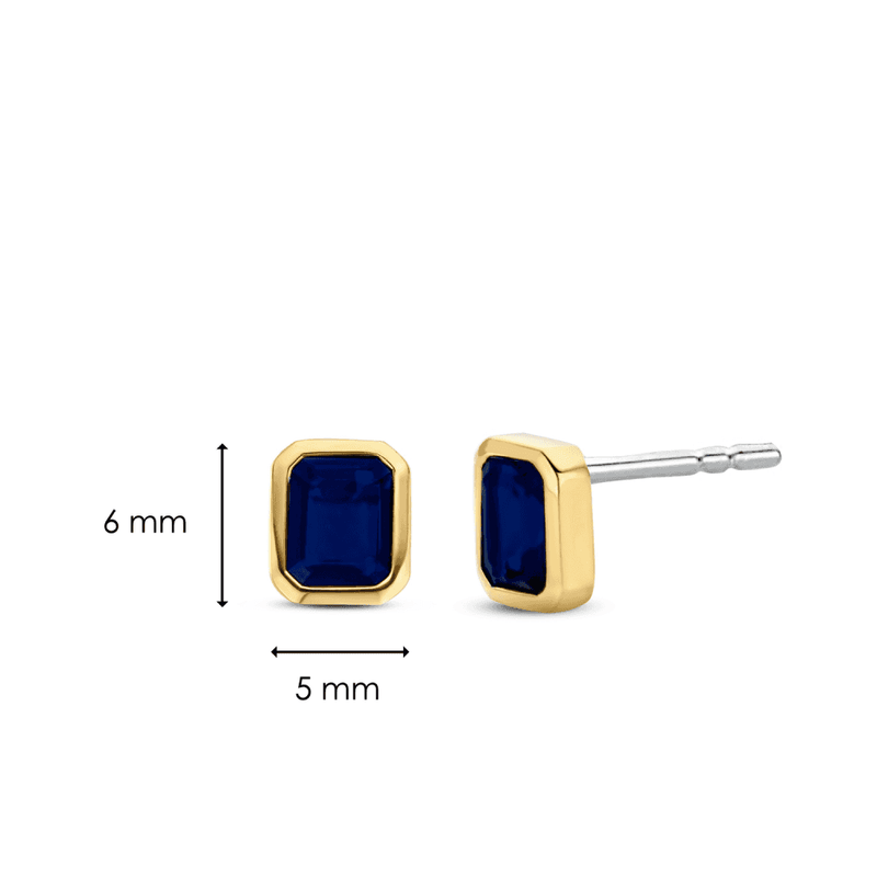Gold stud earrings 2025 with blue stone