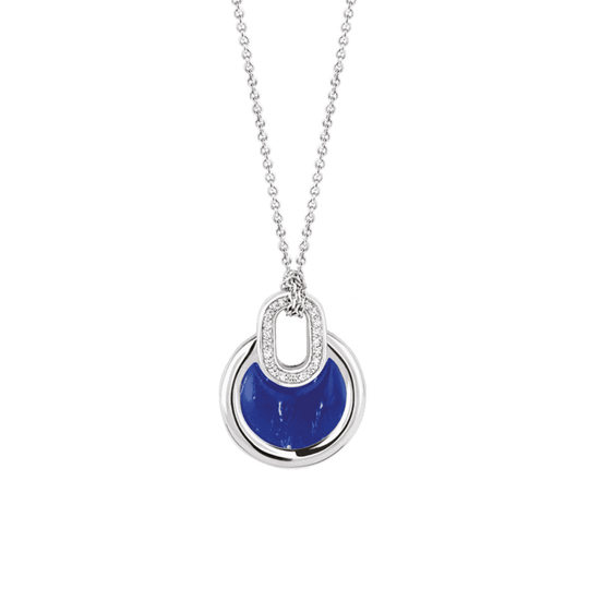 Dark Blue Stone Pendant - Silver - 3887BL/42