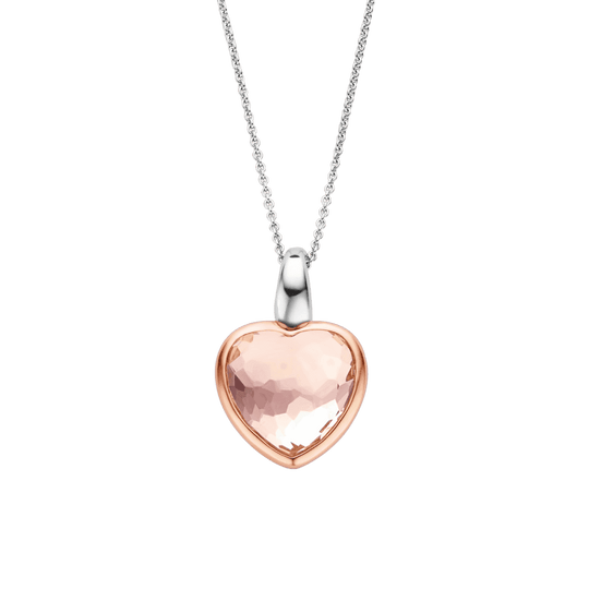 Heart Shaped Stone Pendant - Rose Gold - 6800NU