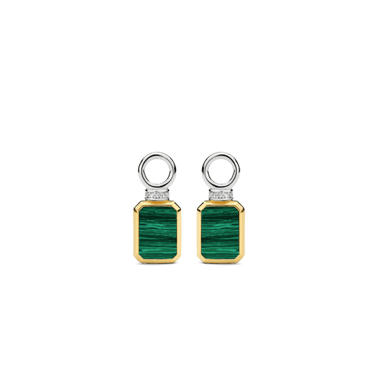 Malachite Rectangular Earcharms - Gold - 9241MA