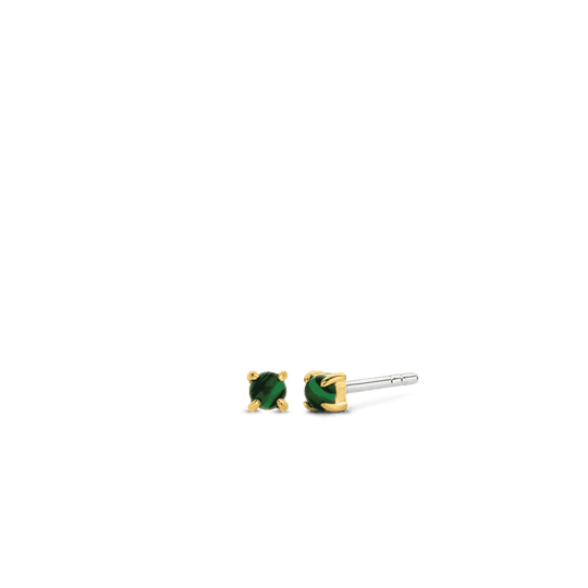 Malachite Stud Earrings - Gold - 7833MA