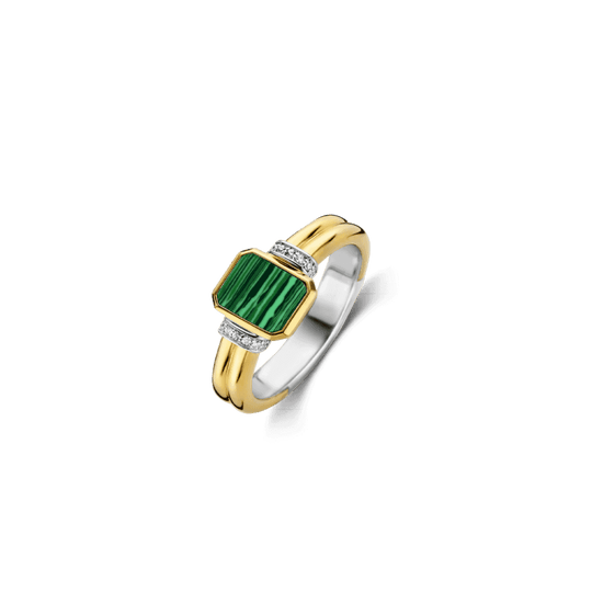 Milano CZ Malachite Ring, Size 52 - Gold - 12242MA/52