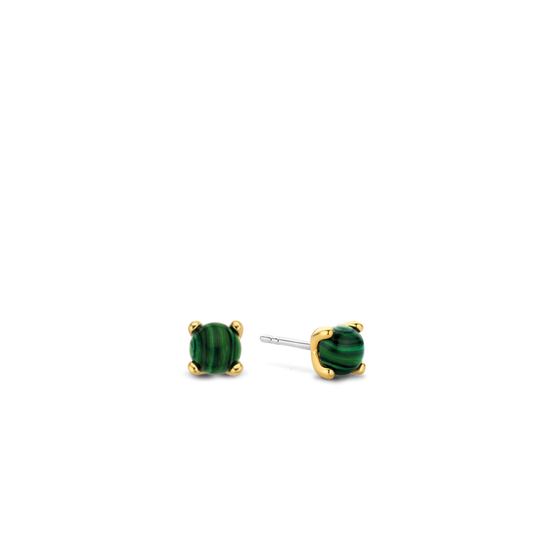 Milano Malachite Stud Earrings - Gold - 7768MA