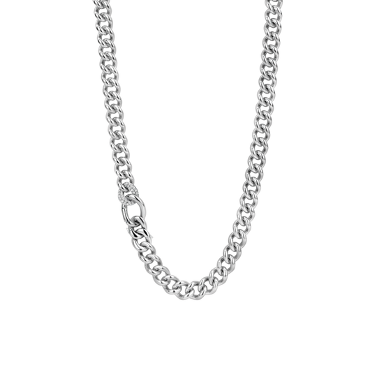 Milano Pave Chain Necklace - Silver - 3946ZI/45