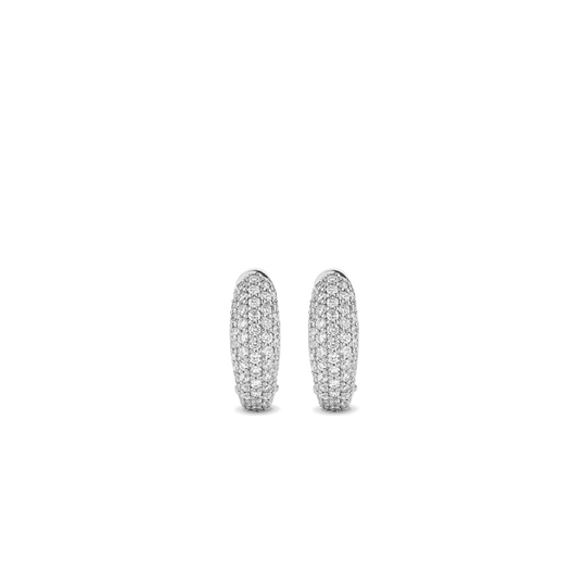 Milano Pave Hoop Earrings - Silver - 7804ZI