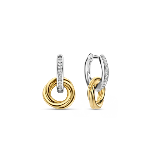 Milano Pave Hoop Earrings - Silver/Gold - 7857ZY