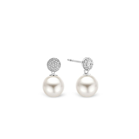 Milano Pearl Drop Earrings - Silver/Pearl - 7721PW