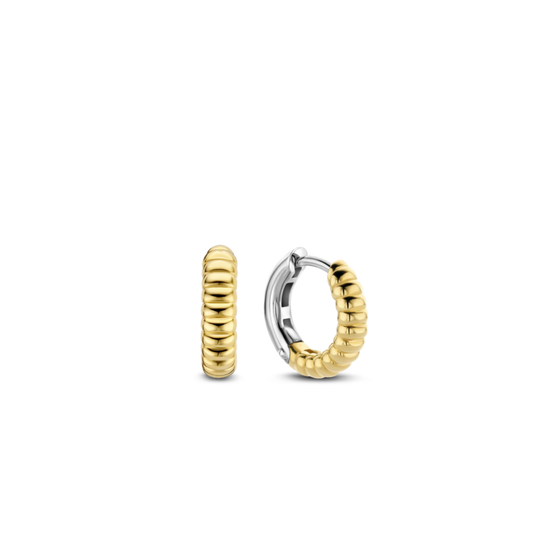 Milano Ribbed Hoop Earrings - Gold & Silver - 7839SY