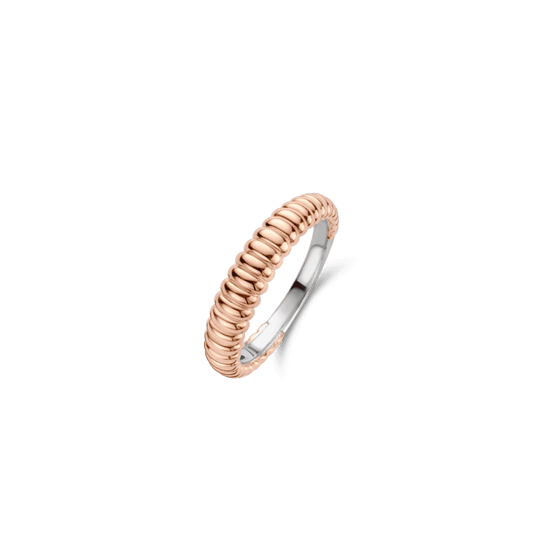 Milano Ribbed Ring, Size 54 - Rose Gold - 12218SR/54