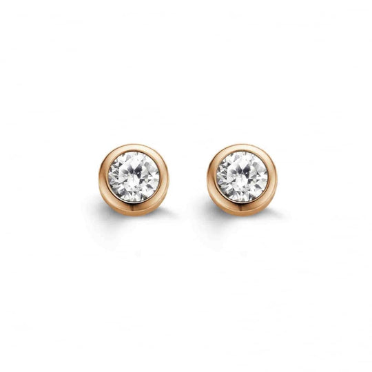 Milano Stud CZ Earrings - Rose Gold - 7597ZR