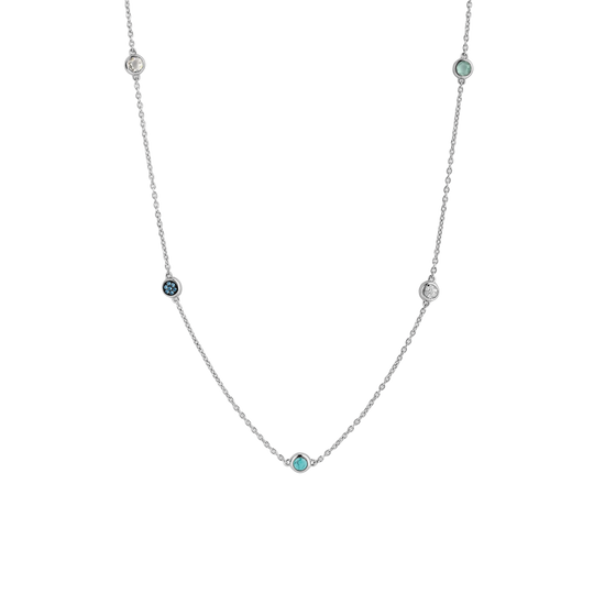Milano Turquoise/Blue Stone Necklace - Silver - 3944TQ/42