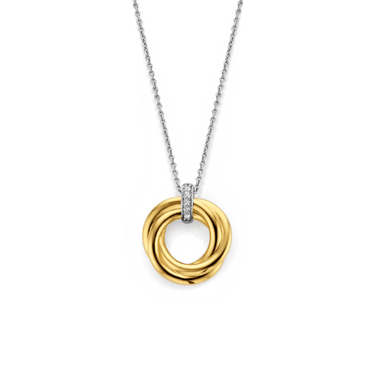 Milano Twisted CZ Pendant Necklace - Gold - 3972ZY