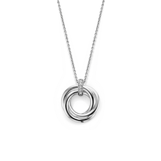 Milano Twisted CZ Pendant Necklace - Silver - 3972ZI/42