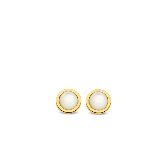 Mother Of Pearl Stud Earrings - Gold - 7874MW