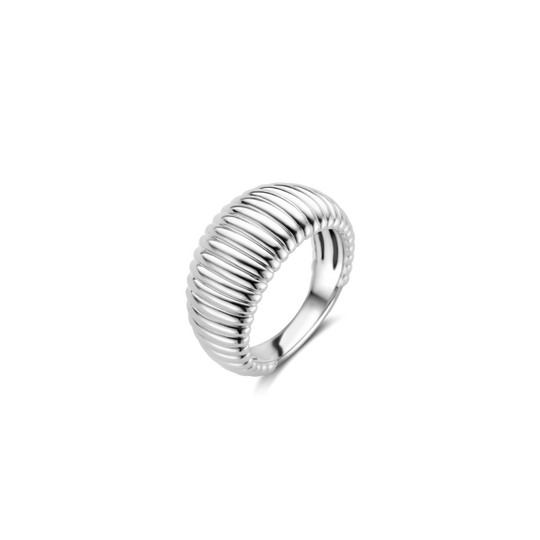 Ribbed Dome Ring, Size 58 - Silver - 12217SI/58