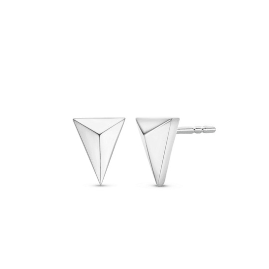 Triangular Stud Earrings - Silver - 7898SI