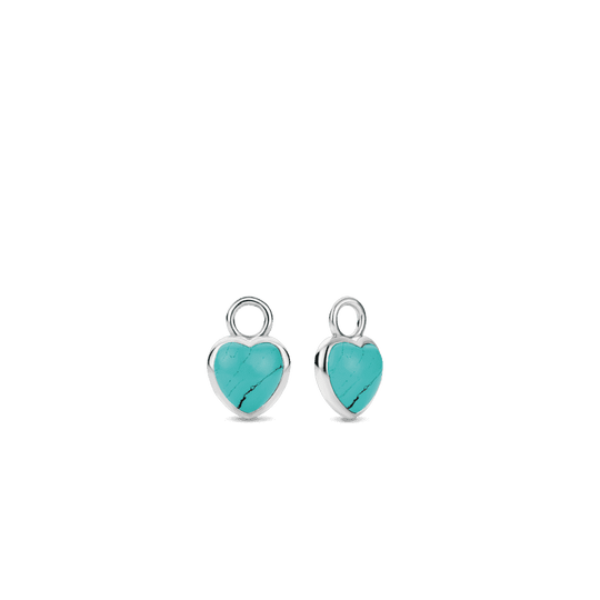 Turquoise Heart Shaped Earcharms - Silver - 9231TQ