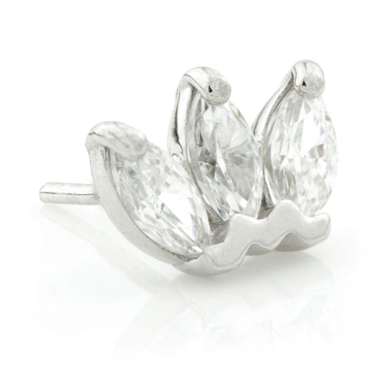 Triple Gem Threadless Attachment - White Gold - TLPOP32-W