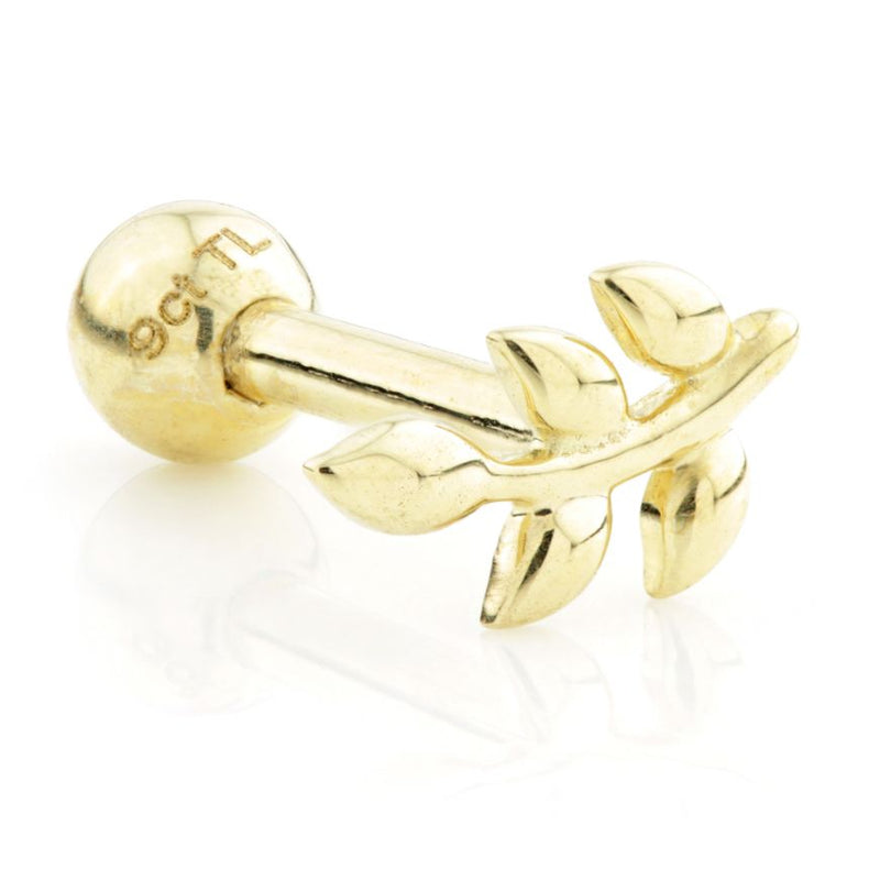 Leaf Cartilage Bar Earring - Gold - TLTBAR25-9K-1.2-6-Y
