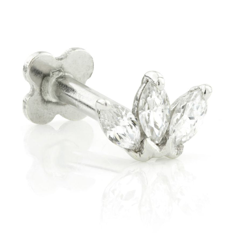 Lotus Marquise Internal Labret Earring - White Gold - TLTRA19-14K-W-1.2-8