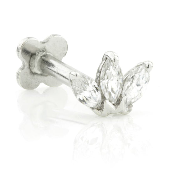 Lotus Marquise Internal Labret Earring - White Gold - TLTRA19-14K-W-1.2-8
