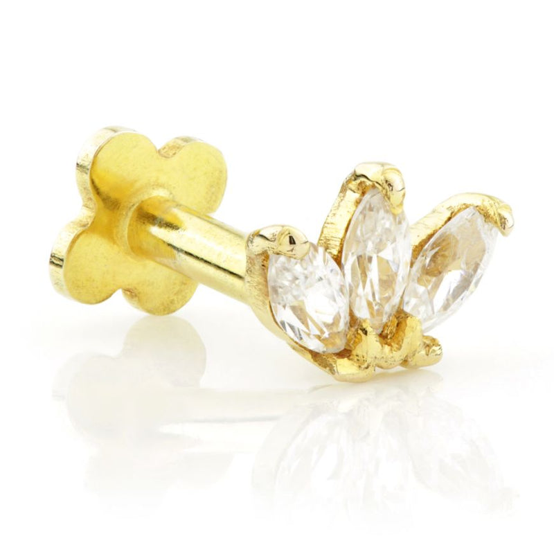 Lotus Marquise Internal Labret Earring - Gold - TLTRA19-14K-Y-1.2-8