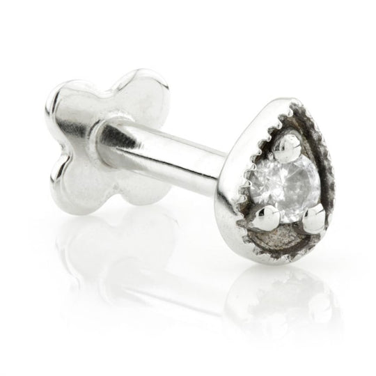 Miligrain Tear Internal Labret - White Gold - TLTRA23-14K-W-1.2-8