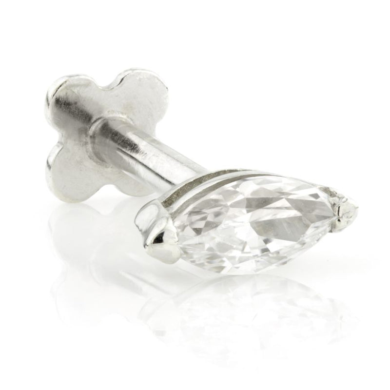 Marquise Internal Labret Earring - White Gold - TLTRA3-14K-W-1.2-8