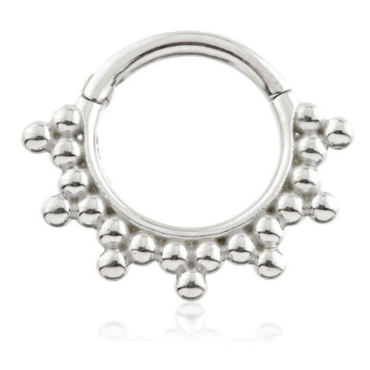 Tribal Ball Hinge Ring - White Gold - TLMR48-14K-W-1.2-8